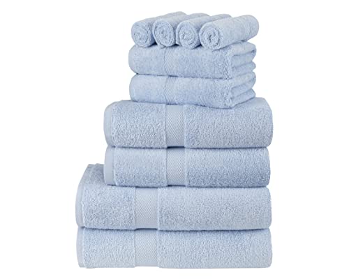 Image of La Maison 100% Egyptian Cotton 600GSM Superior Towel Bale Set Face Hand Towel Bath Towel 10 Piece Super Soft Everyday Use (Sky Blue)
