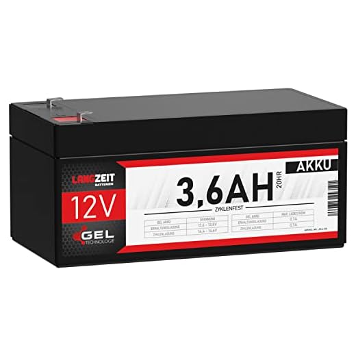 LANGZEIT Akku 12V 3,6Ah Gel Profi Blei-Akku USV Batterie extrem zyklenfest vorgeladen auslaufsicher ersetzt 3,4Ah 3,3Ah 3,5Ah LC-R123R4PG