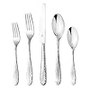 DANIALLI 60 Piece Silverware Set For 12, 18 10 Stainless Steel Silverware Set, Modern Fidenza Hammered Flatware Set, Knife/Fork/Spoon & Long Teaspoon/Salad Fork Mirror-Polished Dishwasher Safe Cutlery