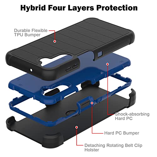 Leptech For Galaxy A13 5G Case, For Galaxy A04S Case With Tpu Screen Protector, [Holster Series] Heavy Duty Protective Phone Cover With Kickstand Belt Clip Case For Samsung Galaxy A13 5G (Black) #TOP1