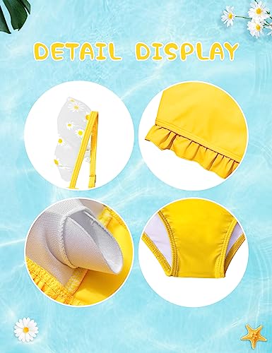 Girls Bathing Suits Size 8-10 Girls Swimsuit Size 8 Girls 2 Piece Swimsuit Girls Bikini Daisy Print Ruffle Trim Yellow #TOP6