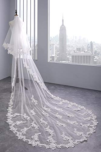 Elliehouse Women's Custom Made Long 2 Tier Wedding Bridal Veil With Metal Comb White E69-E02 #TOP1