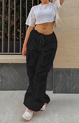 Grunge Baggy Pants For Women Oversized Boyfriend Y2K Trousers Plain Retro 90'S Harajuku Cargo Pants Loose Leg E-Gril Sweatpants Y2K Hip Hop Sweatpants C Black #TOP5