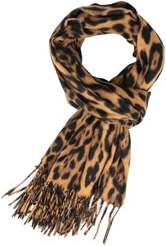 Women Leopard Print Shawl Scarf - Fashion Winter-Soft Cheetah Tassel Warm Long Scarves Cold Weather Wraps