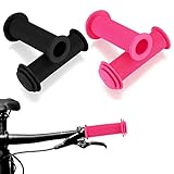 2 Paar Fahrrad Lenkergriffe, 22 mm rutschfeste Gummi Fahrradgriffe, kurze Rutschfester Kinderfahrradgriffe Handgriffe für Kinder Mädchen Jungen Mountainbikes, Scooter, Fahrrad Griffe, Rot/Schwarz