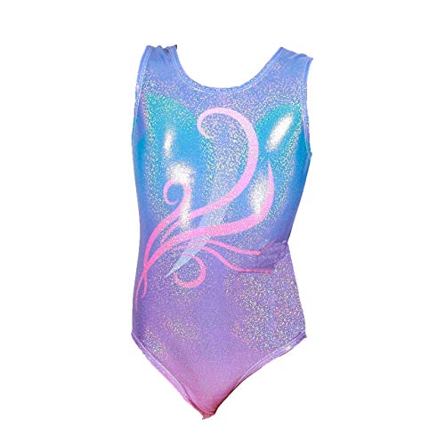 Image of ZIZI Gymnastics Leotards for Little Girls One-piece Sparkle Classical Dancing Athletic Purple Outfits with Short 3-12T