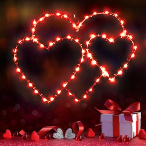 BRIGHTDECK Valentine's Day Window Lights Decorations, 1 Pack 16" Lighted Red Heart Valentine's Day Window Decor, 8 Mode Hanging Light for Valentine, Wedding Wall Indoor Outdoor Decor(1pRed)