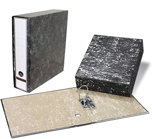 Archivadores 2 Anillas Acan - Archivador A-Z con Caja, Archivador A-Z + Caja Color Negro Jaspeado, Tamaño Folio 340 x 285 x 75 mm
