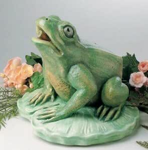 Frosch, Wasserspeier Statue Gartenfigur (handbemalt) aus Betonwerkstein