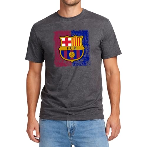 Icon Sports Officially Licensed FC Barcelona Cotton T-Shirt - Unisex Adult - FCB92CT Heather Grey S