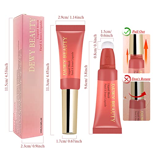 Lsxia Liquid Blush Makeup Wand, Cream Liquid Blush With Cushion Applicator For Cheeks Tint, Natural-Looking, Glow Dewy Finish, Weightless Blendable Liquid Blush Stick, Long-Wearing | #102 Energetic-Coral Orange #TOP1