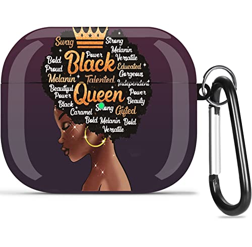 Airpods 3Rd Generation Case Black Girl, Cute African American Girl Case For Airpod 3 Case Cover Protective Hard Black Afro Women Cover With Keychain For Apple Airpods 3Rd Gen Case- Black Queen #TOP17
