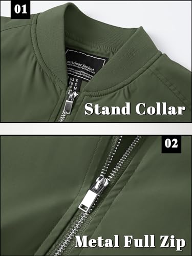 TACVASEN Men's Bomber Jacket Lightweight Casual Spring Fall Windbreaker Zip Up Coat with Pocket - Image 6