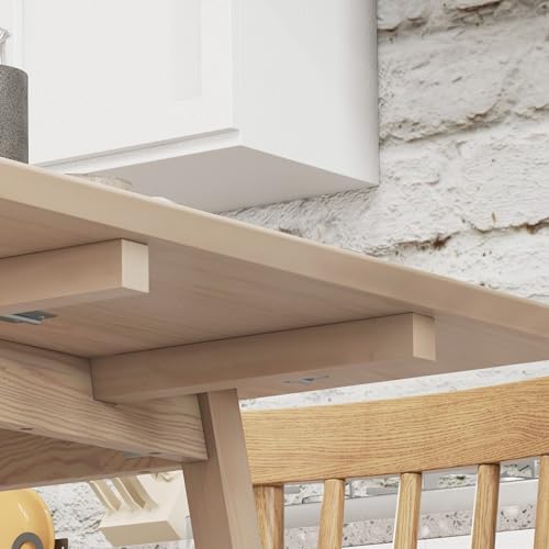 HOMCOM Solid Wood Folding Dining Table, Drop Leaf Table for 2-4 People, Rectangle Kitchen Table for Small Space, Natural Wood Finish - Image 8