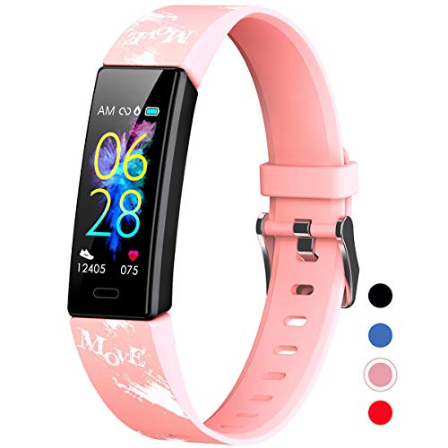 Mgaolo Slim Fitness Tracker for Kids Women,IP68 Waterproof Activity Tracker with Blood Pressure Heart Rate Sleep Monitor,11 Sport Modes Health Smart Watch with Pedometer Alarm Clock,Great Gift (Pink)