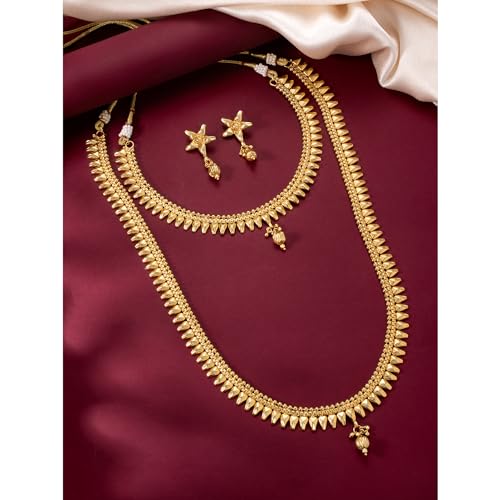 Image of Peora Gold Plated Bridal Jewellery Set with Kamarband Gift for Women Indian Traditional Ethnic Wedding