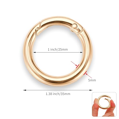 Image of Gkeygo 1 Inch Keychain Rings, 8 Pack Round Carabiner Clip for Keys, Buckle, Bags, Purses - Key Chain Hooks Replacement Keychains Lanyard DIY Crafts - Gold, Silver