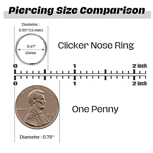 Jstyle 3Pcs 18G Hinged Clicker Nose Rings Hoop Surgical Steel Helix Cartilage Daith Tragus Sleeper Earrings Body Piercing 8Mm #TOP4