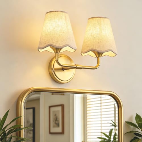 Image of Bathroom Vanity Lights 14 inch Dimmable Gold Vanity Lighting 2-Light