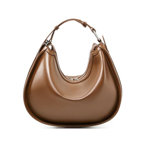 Image of MFFOR Genuine Leather Crescent Bags for Women, Half Moon Clutch Purses | Designer handbag, 12*3*10inch, Soft leather, Adjustable strap, Zipper closure