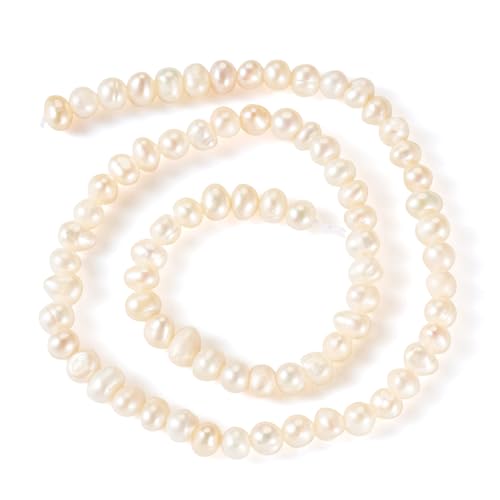 Beadthoven 1 Strand Natural Cultured Freshwater Pearl Beads Seashell Color Potato Shape Freshwater Pearl Beads for Necklace Bracelet Jewelry Making Hole: 0.7mm
