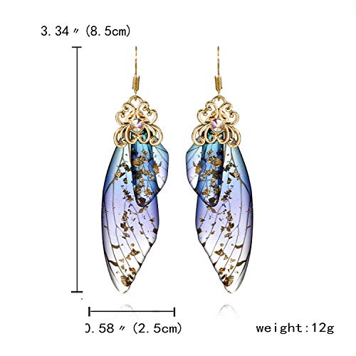 Image of BELLA-Bee Butterfly Wing Drop Dangle Earrings Gold Plated Crystal Rhinestone for women girls wedding Jewelry