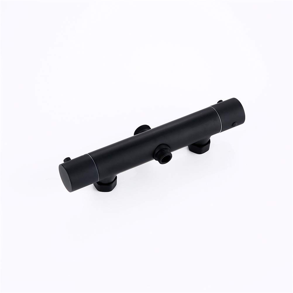 Set Rubinetto Doccia termostatico per Bagno, Nero/Cromo, Rubinetto a Pioggia, Miscelatore deviatore in Ottone, doccetta Manuale, soffione Doccia da 8-12" a Parete A.Black-8 inch