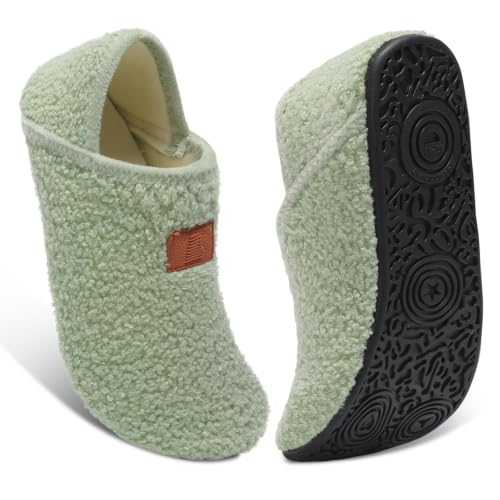 Image of Fires Womens Mens Slippers with Rubber Sole Soft-Lightweight House Slipper Socks Around House Shoes Non Slip Indoor /Outdoor