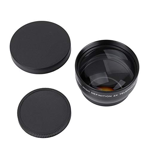 Téléobjectif Convertisseur, Lentilles de Télé Caméscope HD à Grossissement 2X de 52 mm se Monte sur n'importe Quel Objectif avec Diamètre de 18 mm et Une Focale de 52 mm