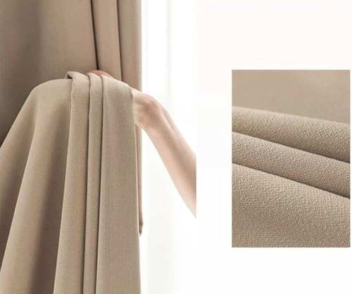 Rideau de salon isolant thermique occultant beige kaki oeillets - 4