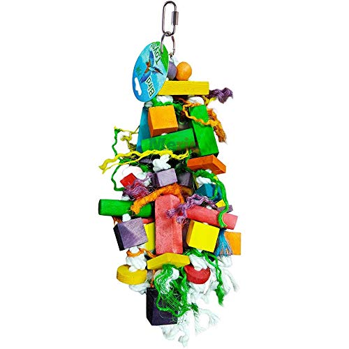 Meric Bird Chew Toy, 15.7" x 4”, Colorful Wooden Blocks and Ropes, for Cockatiel, Budgie, Indian Ringneck, Senegal Parrot and Other Birdies, 1-Piece per Pack - Thumbnail 2