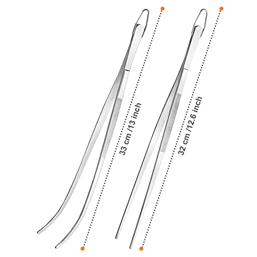 12In Kitchen Tweezers Tongs Set, Cooking Tweezers, Bar Ice Clip, Pet Feeding Clip, Premium Stainless Steel Locking Food Tongs, For Bbq, Grilling, Pet Feeding, Salad(Pointed Head) #TOP7