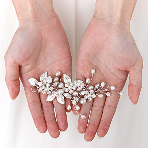 Gorais Bride Wedding Hair Vine Silver Pearl Bridal Headpieces Leaf Hair Accessories For Women And Girls (A-Silver) #TOP1