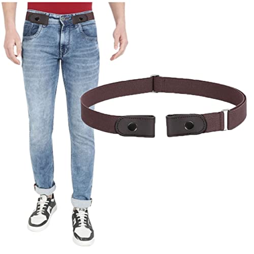 Image of REDHORNS Buckle Free Elastic Belt for Men No Buckle Stretch Belt Men's Invisible Elastic Belt for Jeans Pants Shorts Stretchable Mens Belt for 20-36 Inch Waist - Free Size