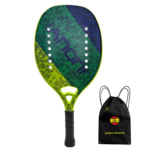 Beach Tennis Paddle Carbon Fiber With Eva Memory Foam Core Beach Tennis Racket Set(Yellow) #TOP4