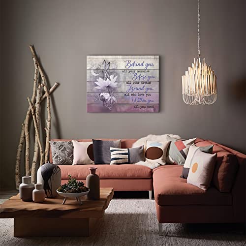 Purple Dragonfly Canvas Wall Art Inspirational Quotes Pictures Purple Wall Decor Dragonfly Lotus Rustic Painting For Bedroom Bathroom Living Room Prints Artwork Framed 12"X16" #TOP3