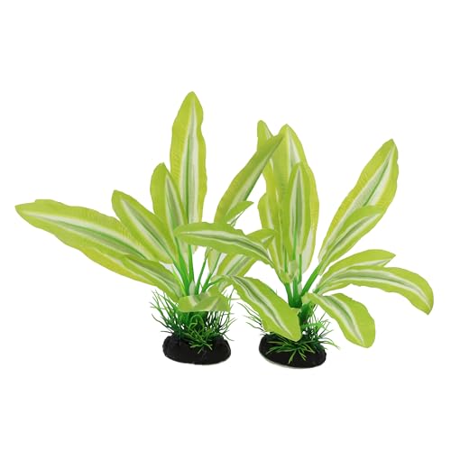 Image of Silk Aquarium Plants for Betta Fish Tank, Green-Yellow, 8 Inch | 2 Pieces, Aquatic Water Grass Decoration
