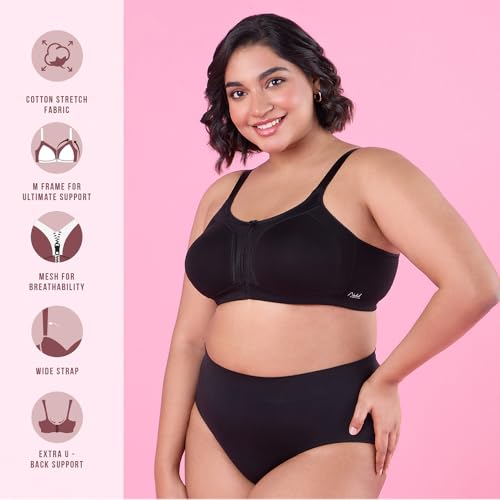 Image of NYKD NYB101B Cotton Non Padded Non Wired Full Coverage Everyday Bra M-Frame Bounce Control (Plus