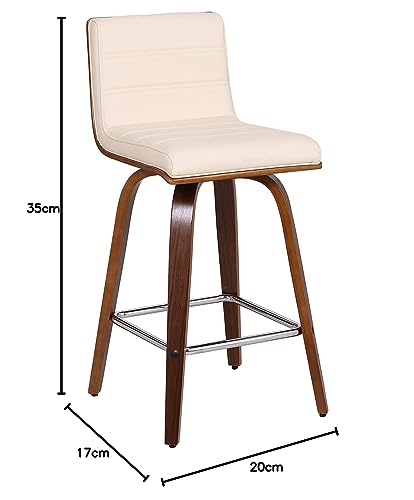Armen Living Vienna Counter Height Bar Stool Kitchen And Dining, 26" Cream/Walnut, More Color/Size Option #TOP2