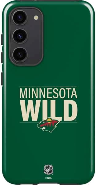 Skinit Pro Phone Case Compatible with Galaxy S23 Plus - Officially Licensed NHL Minnesota Wild Black Text Design