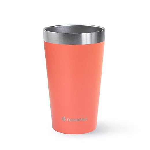 TERMOPRO Copo Térmico para Drinks Cerveja Goiaba 473ml Aço Inox 18/8 com Parede Dupla Alta Performance Térmica Sem BPA Design Premium