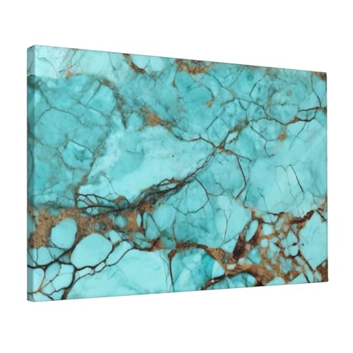 Impression sur toile tableau marbre turquoise salon moderne