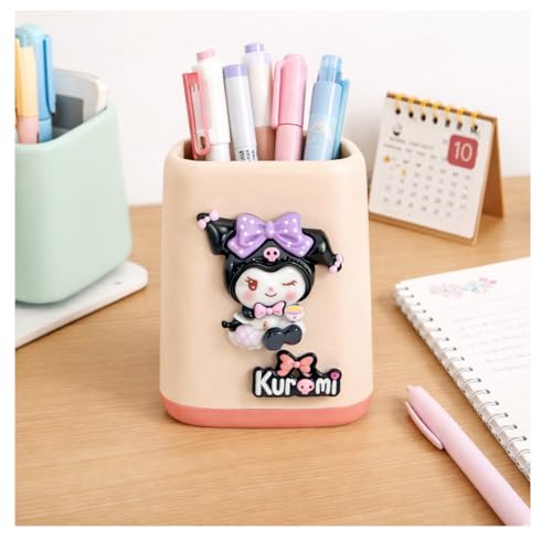Image of AccuPrints motivational Pen Stand holder Size: 4 x 2.75 inch | Desk Organizer Pen Pencil Holder for Office and Home Decor (Pink Square)