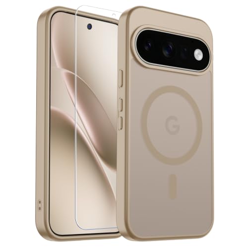 Image of SUPFINE Magnetic for Google Pixel 11 Pro Case - Pink Gold | With Screen Protector,Translucent Matte,Built-in Magnets,Military Grade Drop Protection,Shockproof Phone Cover