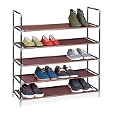 Con funda de tela: soporte para zapatos con 5 amplios niveles de tela no tejida resistente – Diseño burdeos