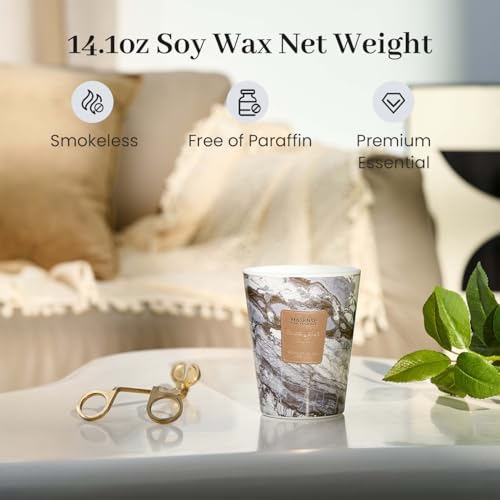 Image of M&SENSE Eucalyptus Mint Scented Soy Candle, 3 Wick Highly Scented 14.1 Oz 75H, Aromatherapy Christmas Gift for Women and Men