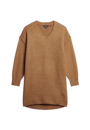 Superdry Damen V Neck Knit Jumper Dress Kapuzenpullover, Corps Beige Marl, 32