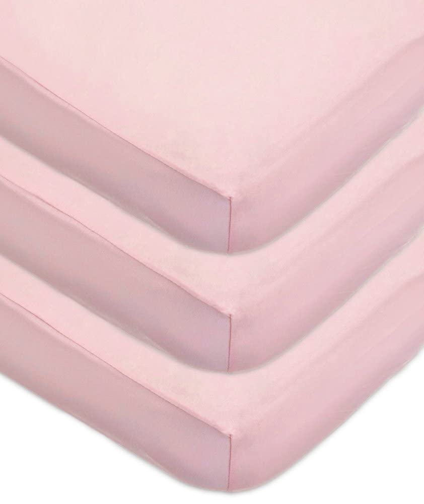American Baby Company 3 Pack 100% Natural Cotton Fitted Crib Sheets 52" x 28" - Soft, Breathable, Hypoallergenic & Gentle Toddler Bed Sheets, Pink, Neutral for Boys & Girls