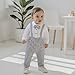 VISGOGO Toddler Boy Linen Outfit Baby Boy Fall Winter Clothes Set Button-Down Shirt Tops Cotton Linen Pants 2PCS (Black-Striped, 2-3T)