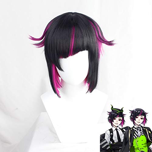 Perruque Cosplay Lilia Vanrouge Twisted Wonderland bicolore noire et violette pour Halloween